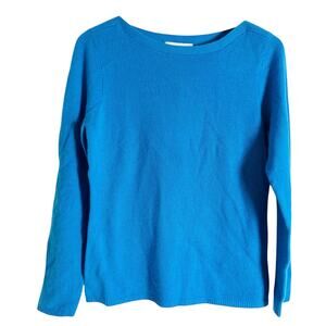 Peck & Peck 100% 2-Ply Cashmere Blue Long Sleeve Pullover Sweater Size Large